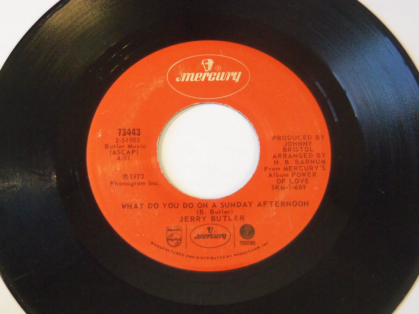 Jerry Butler - Power Of Love / What Do You Do On A Sunday Afternoon Record