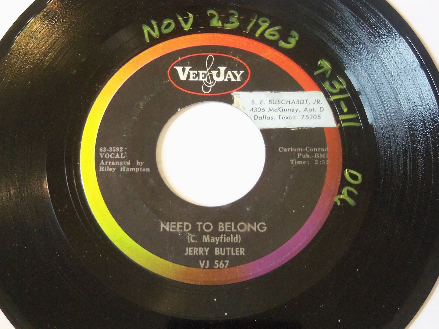 Jerry Butler - Give Me Your Love / Need To Belong Vinyl
