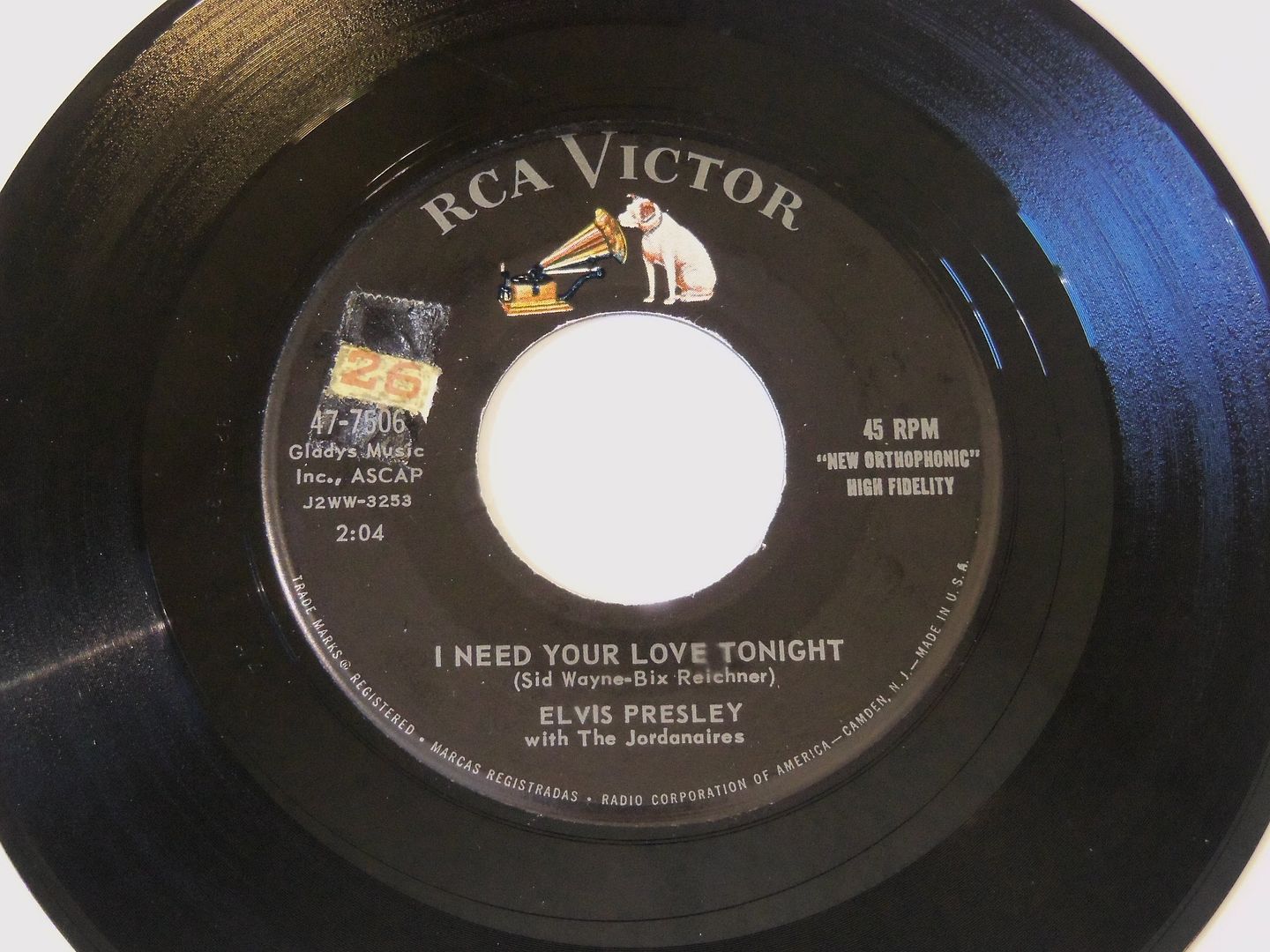 Elvis Presley with The Jordanaires - Now And Then There's A Fool Such As I / I Need Your Love Tonight) Record