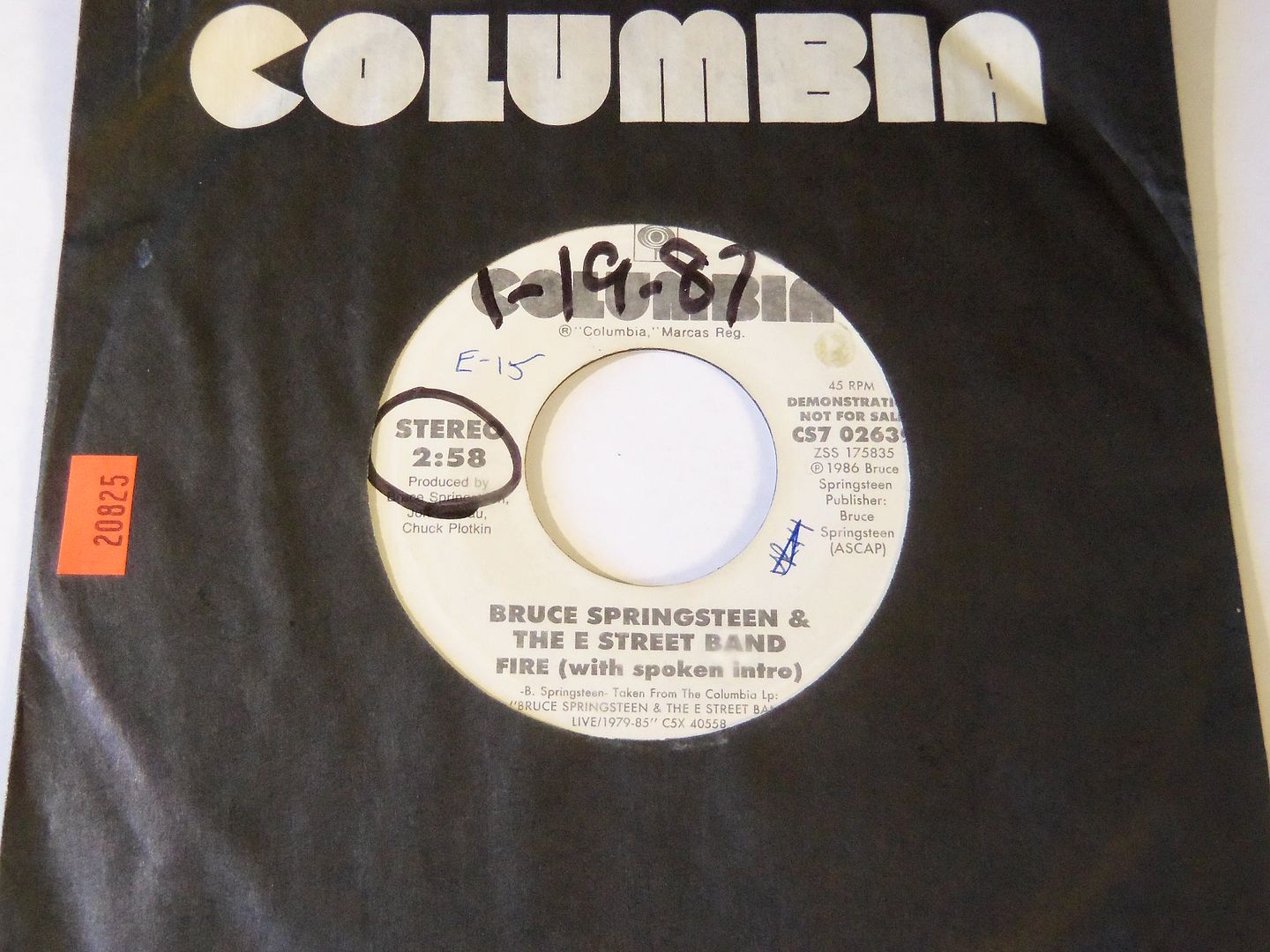 Bruce Springsteen & The E Street Band - Fire (with Spoken Intro / Fire (without Spoken Intro) - White Label Dj Copy)