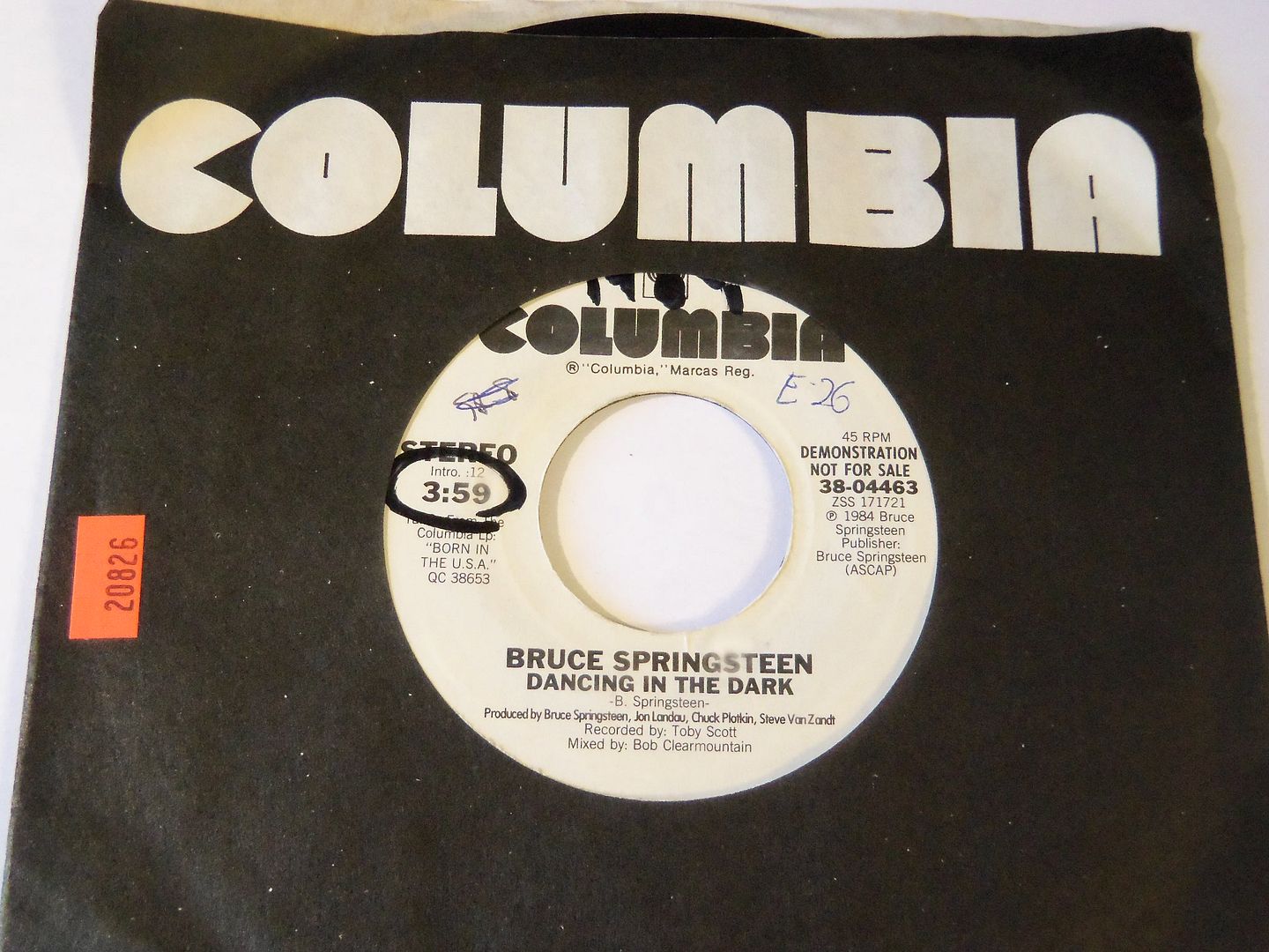 Bruce Springsteen - Dancing In The Dark / Same - White Label Dj Copy