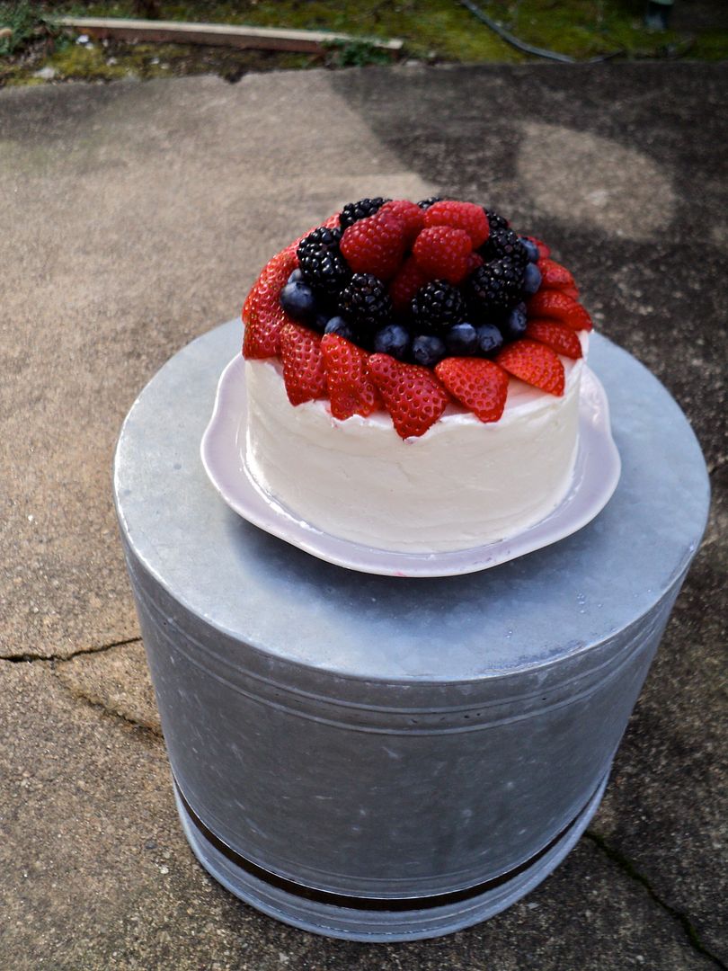 leaves and flours vegan vanilla cake with fresh fruit berries