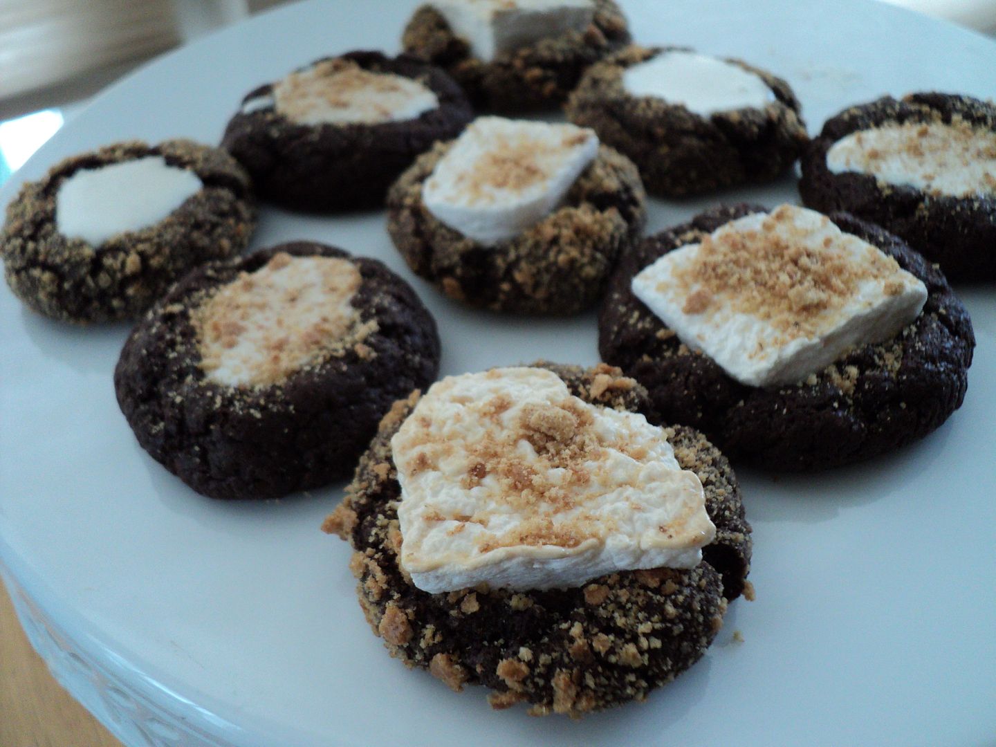 leaves and flours vegan s'mores thumbprint cookies