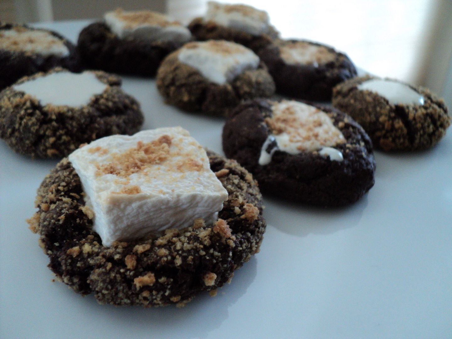 leaves and flours vegan s'mores thumbprint cookies