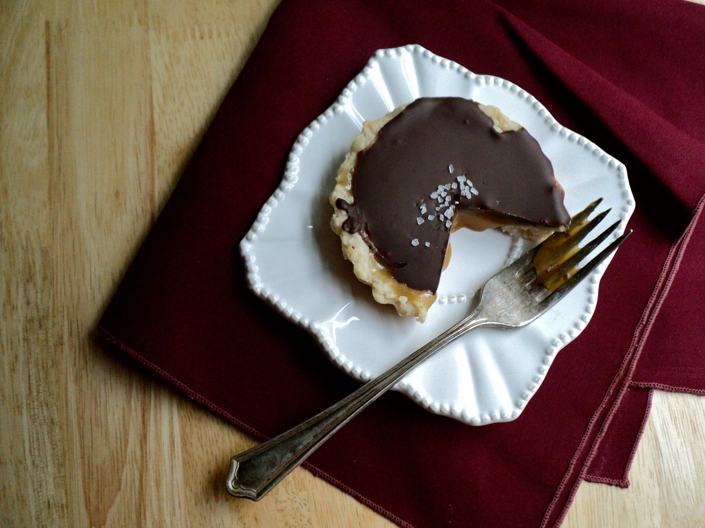 leaves and flours vegan chocolate salted caramel tarts