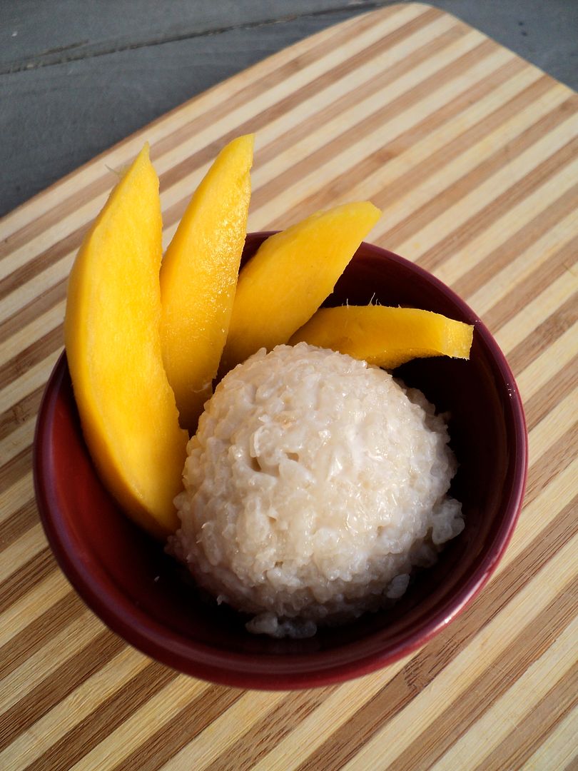 leaves and flours vegan coconut sticky rice with mango