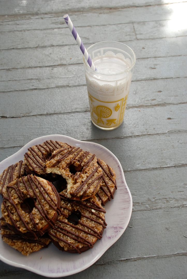 leaves and flours vegan homemade samoas girl scout cookies