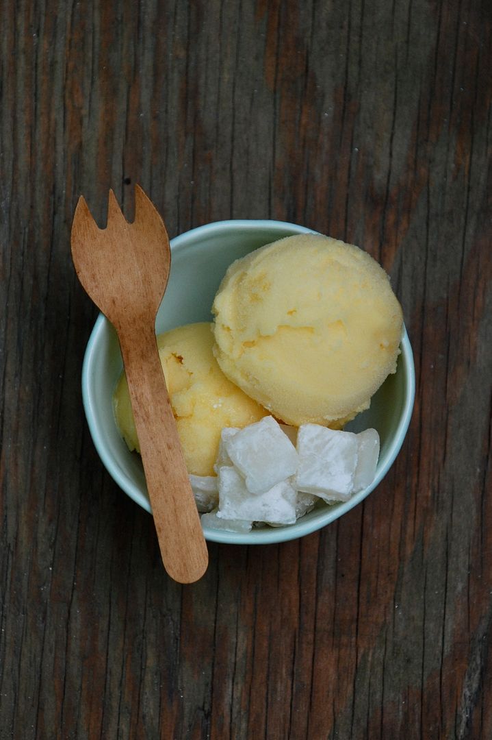 leaves and flours vegan Mochi & Passionfruit Sorbet