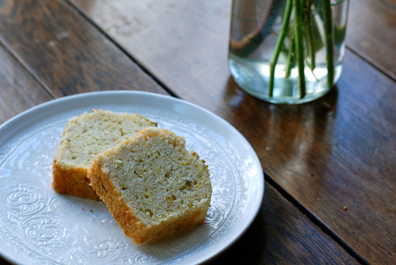 leaves and flours vegan Citrus Pistachio Pound Cake 