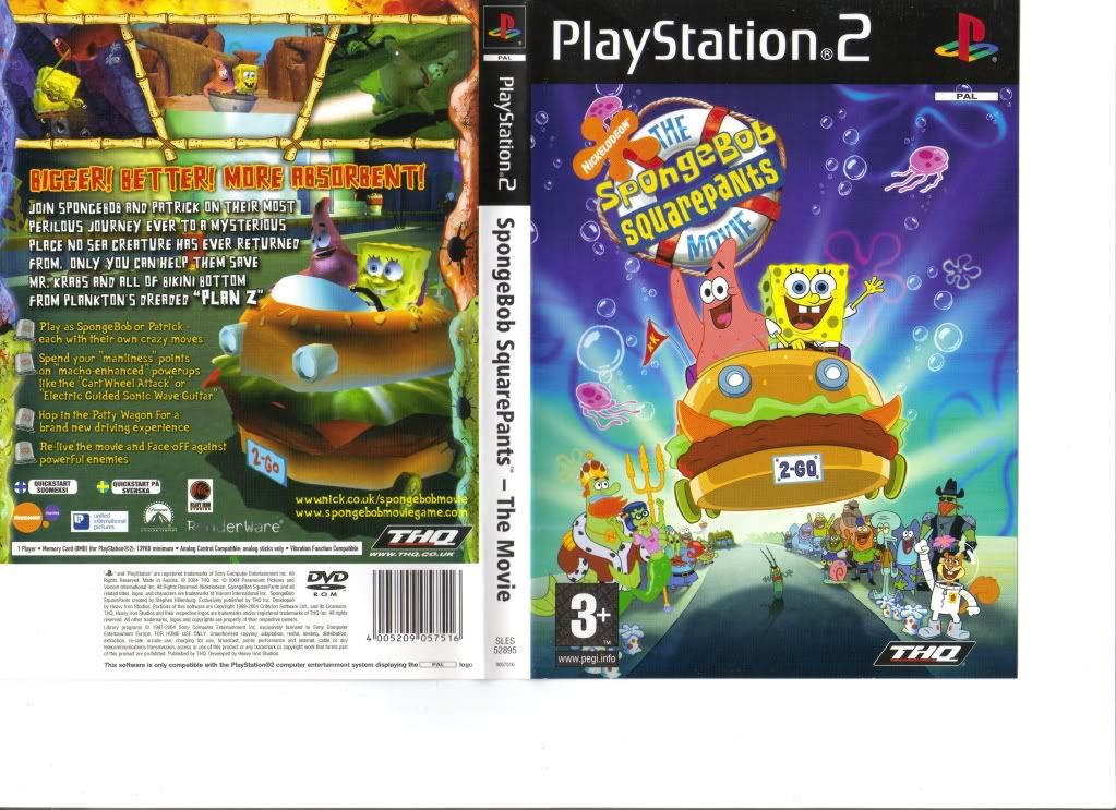 Details about PS2 SPONGEBOB SQUAREPANTS THE MOVIE 3+ GAME COMPLETE VGC ...