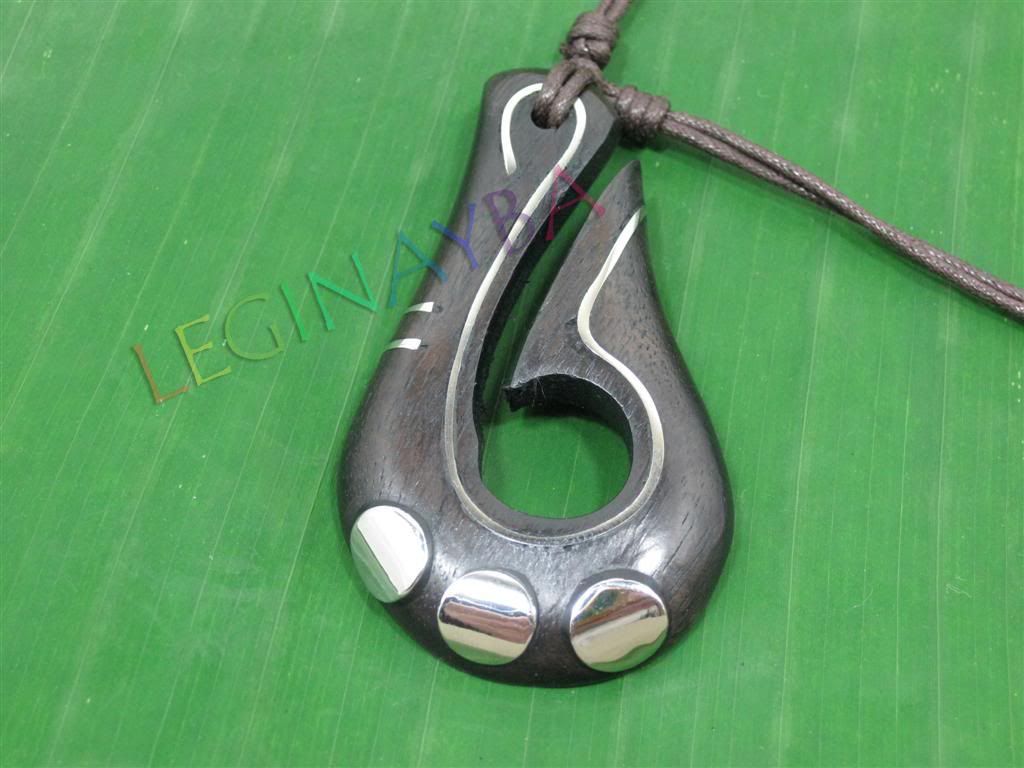 wooden steel Tribal Fish hook Men Necklace Pendant f21 eBay