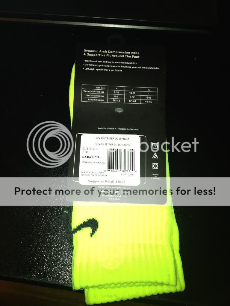 Nike Elite Football Crew Socks -Sz Large Shoe Size 8 -12 volt neon ...