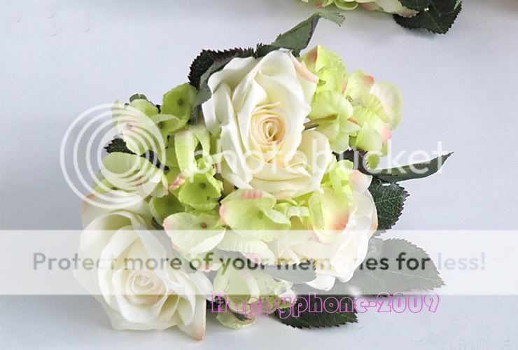 beautiful silk Pink artificial rose wedding flowers bouquet HS03