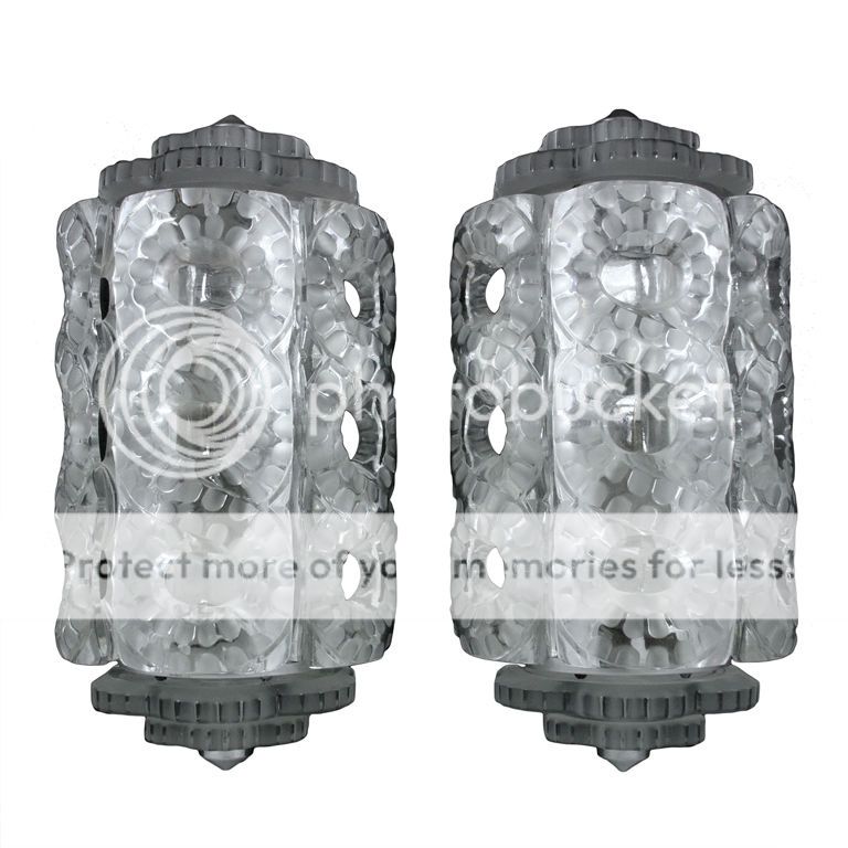 Exquisitepair of Lalique Seville clear crystal wall sconces with 